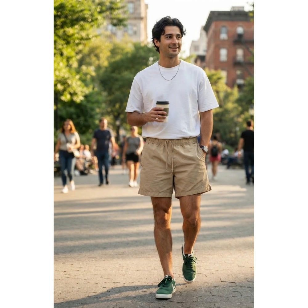 Nike Sportswear Woven Flow Shorts Mens Large Khaki Tan Cotton Twill DA0003-247